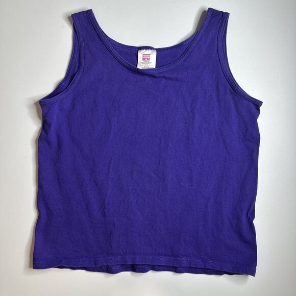 2 Vintage Hanes Her Way Tank Tops Womens M Purple Red Cotton Y2K Basics Comfy - Picture 4 of 11